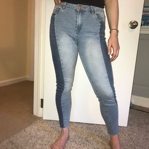 Like New - Two Tone Cropped Denim Jeans